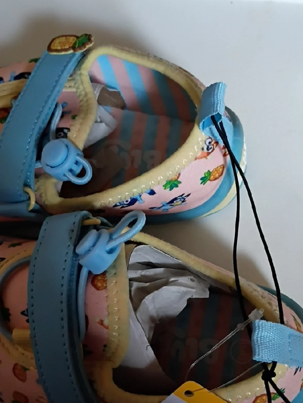 Kids Pink Pineapple & Character Water Shoes with Blue Trim